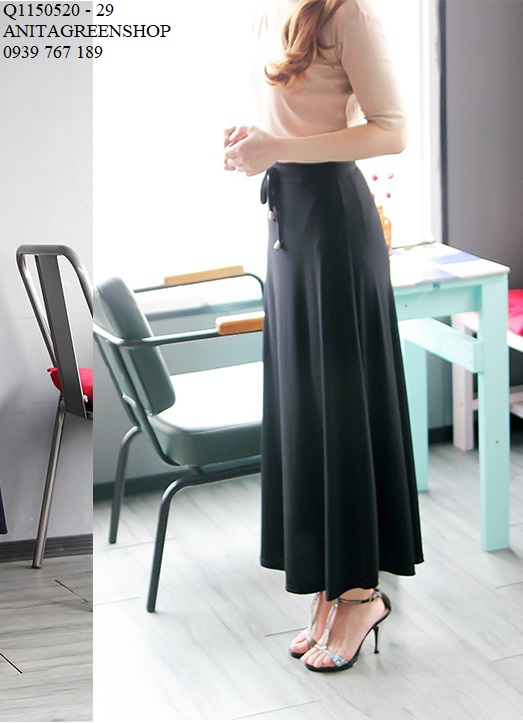 Q1150520  CHÂN VÁY MAXI MÀU ĐEN