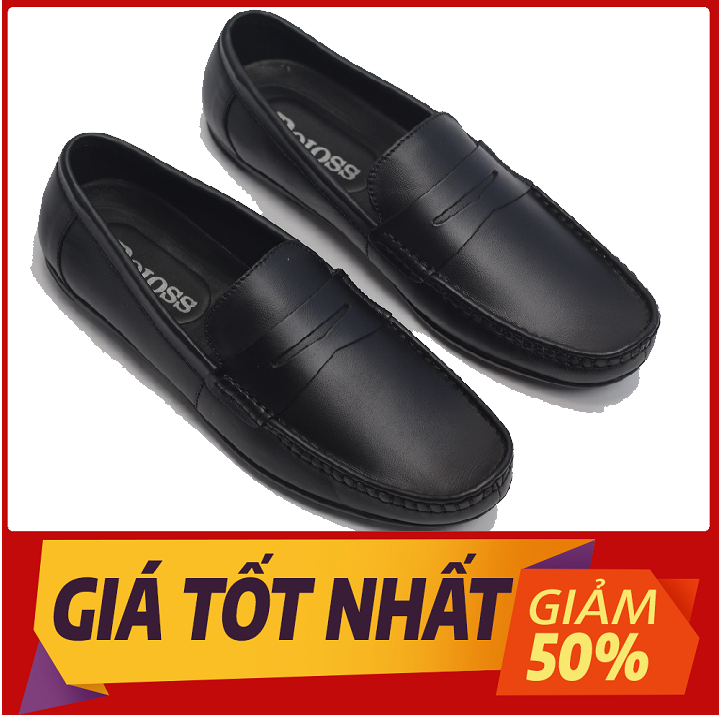 [HCM]Giày lười nam Da bò cao cấp đai da ngang (X63)