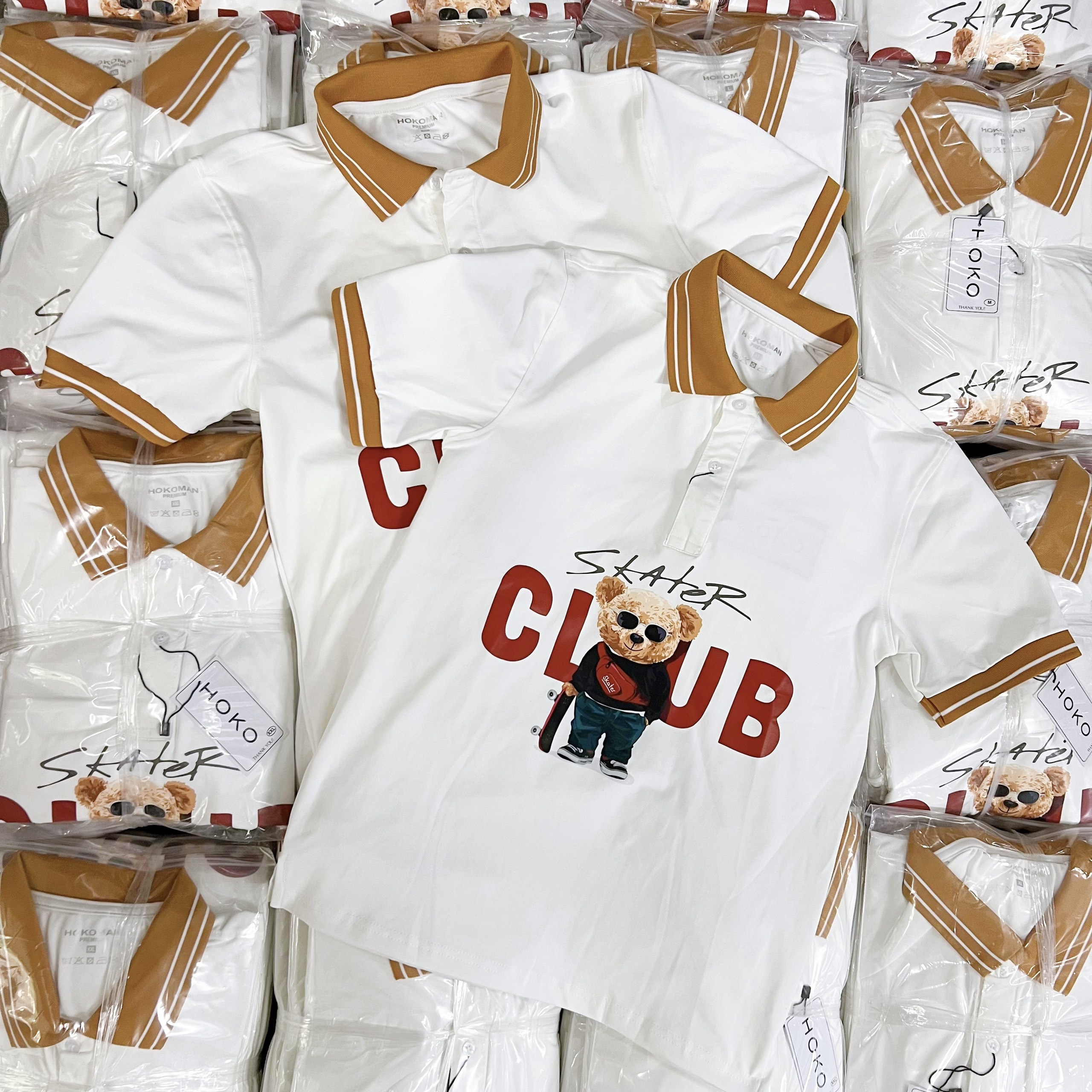 Áo thun polo nam nữ chú gấu club cực chất cực dễ thương