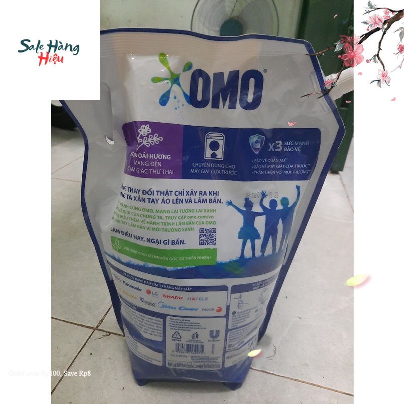 ComBo 2 Túi Nước Giặt OMO Cửa trước (3.6kg/ túi)