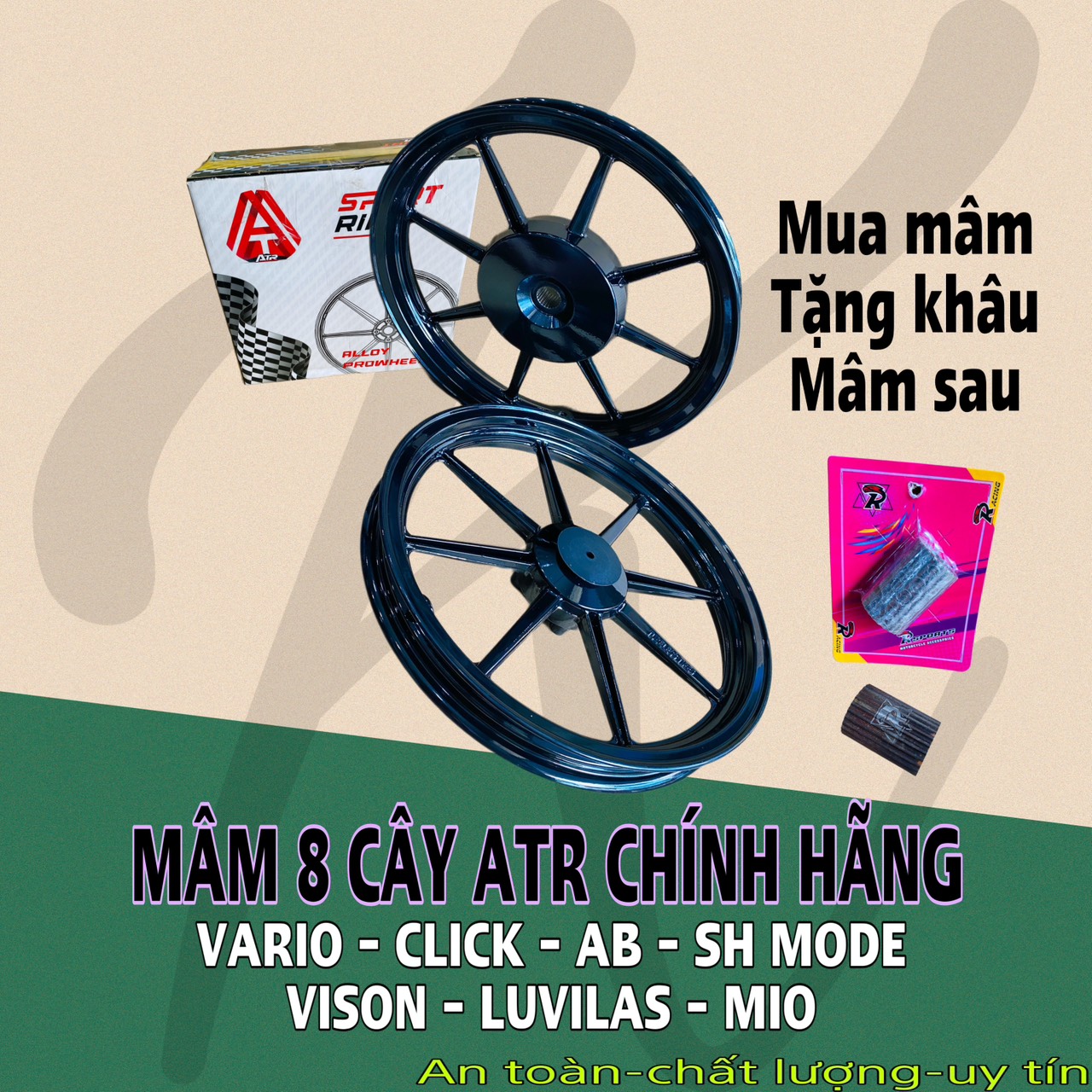 Mâm 8 cây ATR VARIO /CLICK /AB /VISON / PCX/ SH mode /LUVILAS /MIO