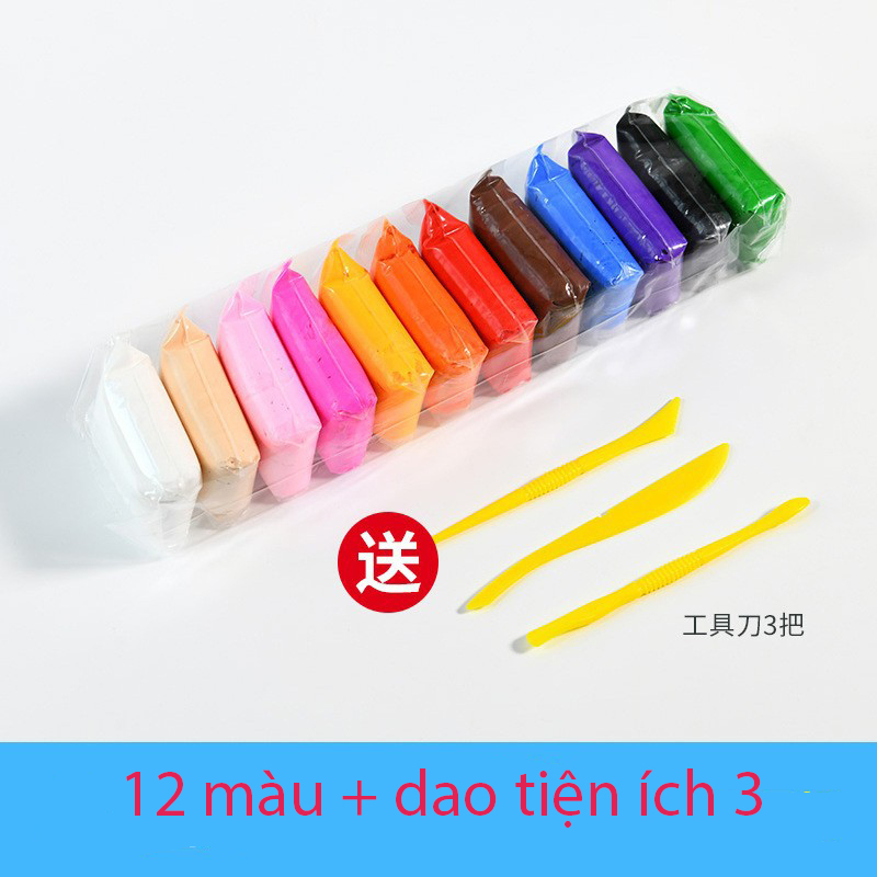 đất sét màu Đất sét tự khô, Đất sét nhẹ lốc 12/24/36 màu kèm dụng cụ