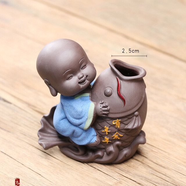 Tượng Tiểu Và Chậu Gốm Cầu Phúc