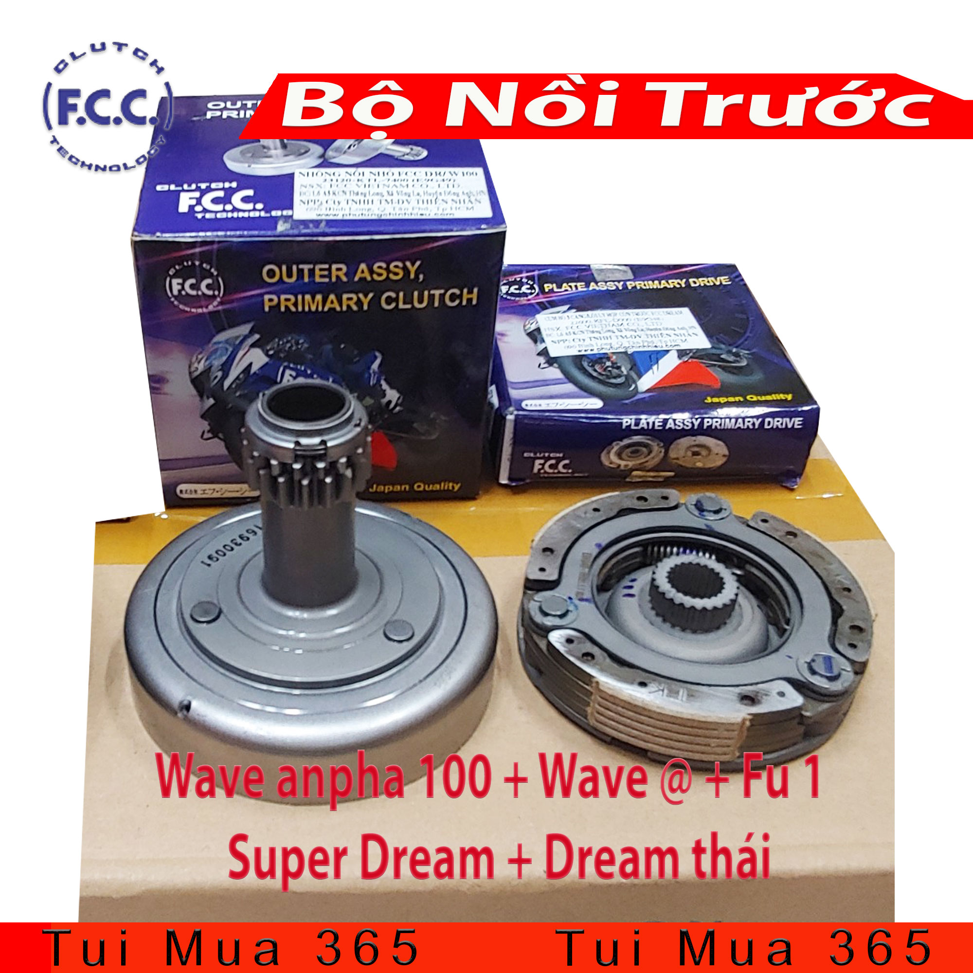 Bộ nồi dành cho xe wave alpha 100, wave @, future 1, super dream, dream thái zin hãng honda và fcc