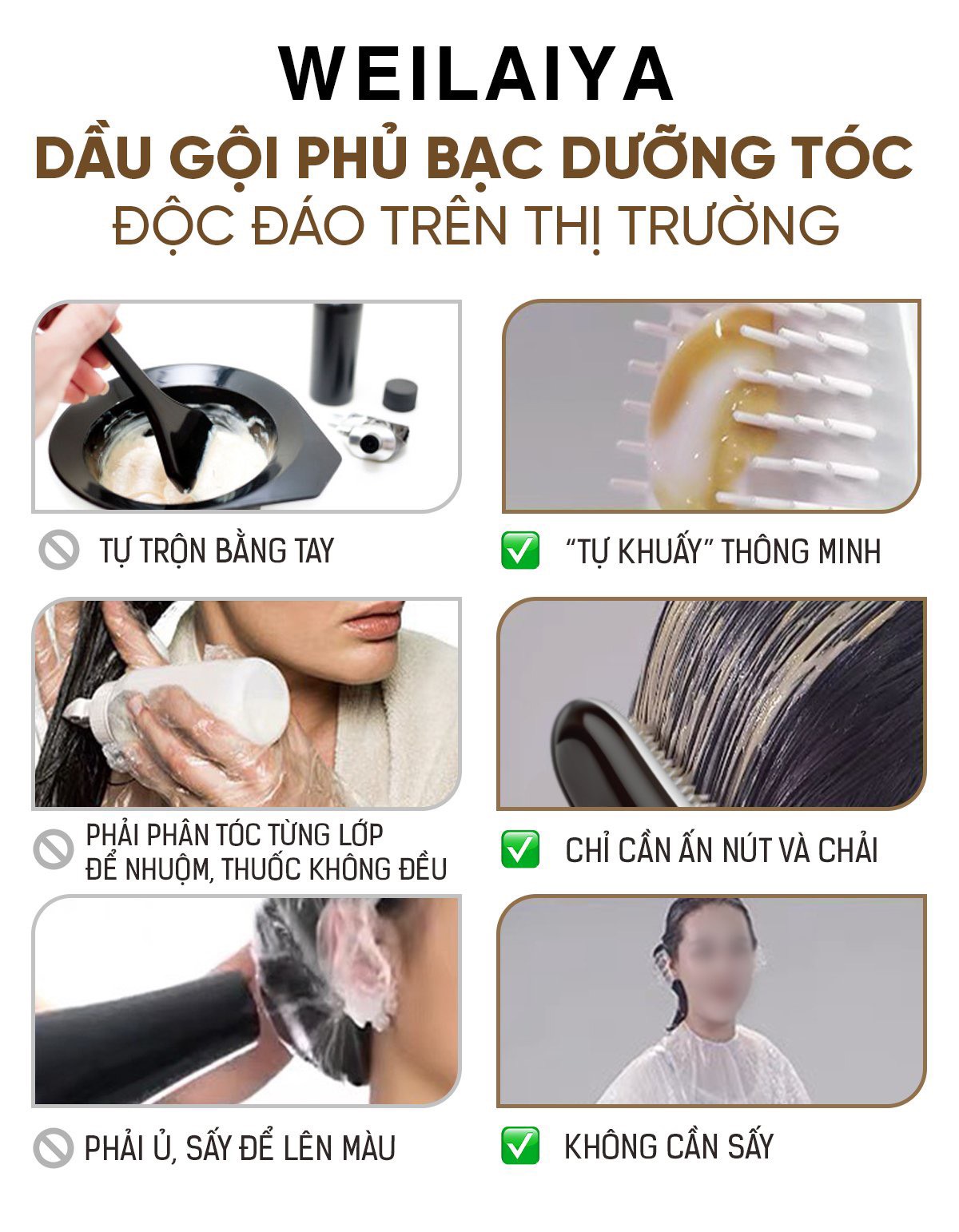 Dầu gội phủ bạc dưỡng tóc Weilaiya Color Conditioner 100ml