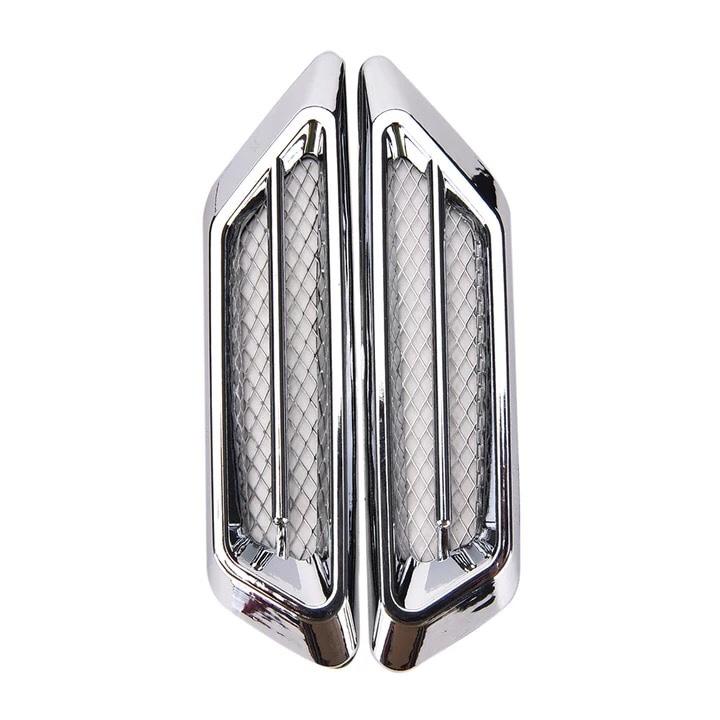 [HCM]Bộ 2 mang cá dán sườn xe ô tô MC016 (bạc crom)
