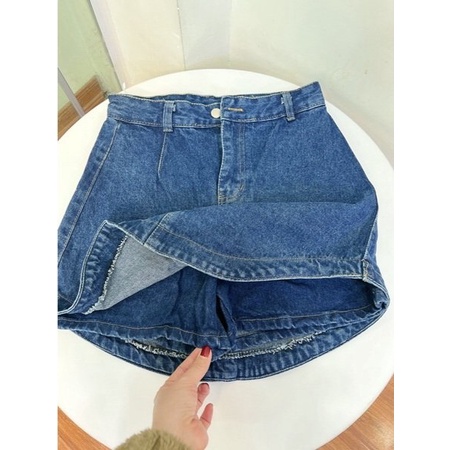 Chân váy bò nữ dáng chữ A kèm quần trong