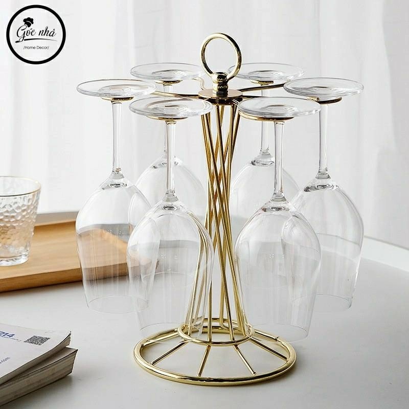 Kệ treo cốc, ly rượu vang đỏ lộn ngược decor không gian sống