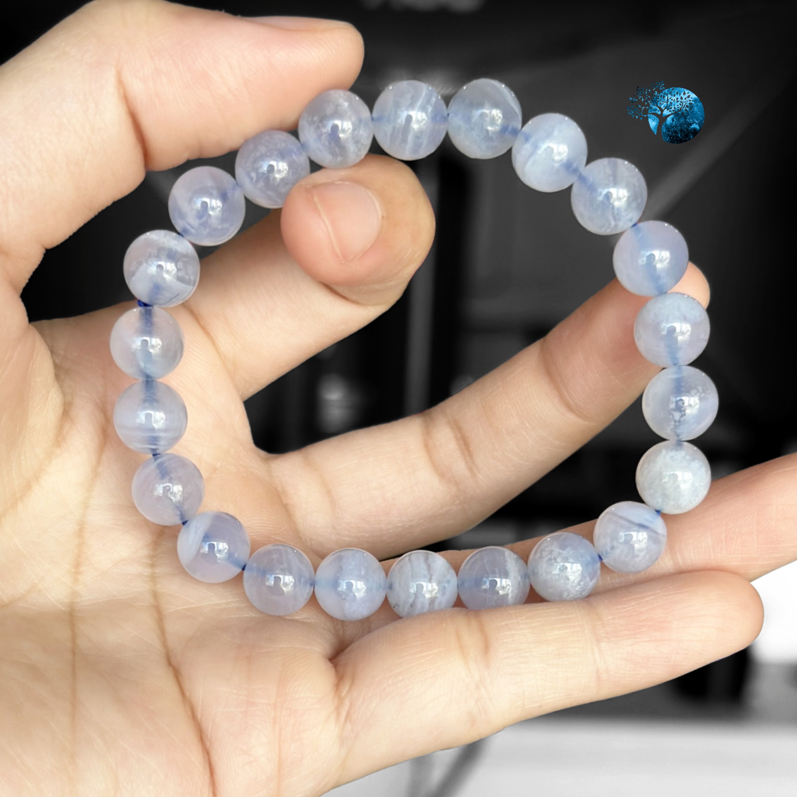 Vòng tay đá blue lace agate 8mm