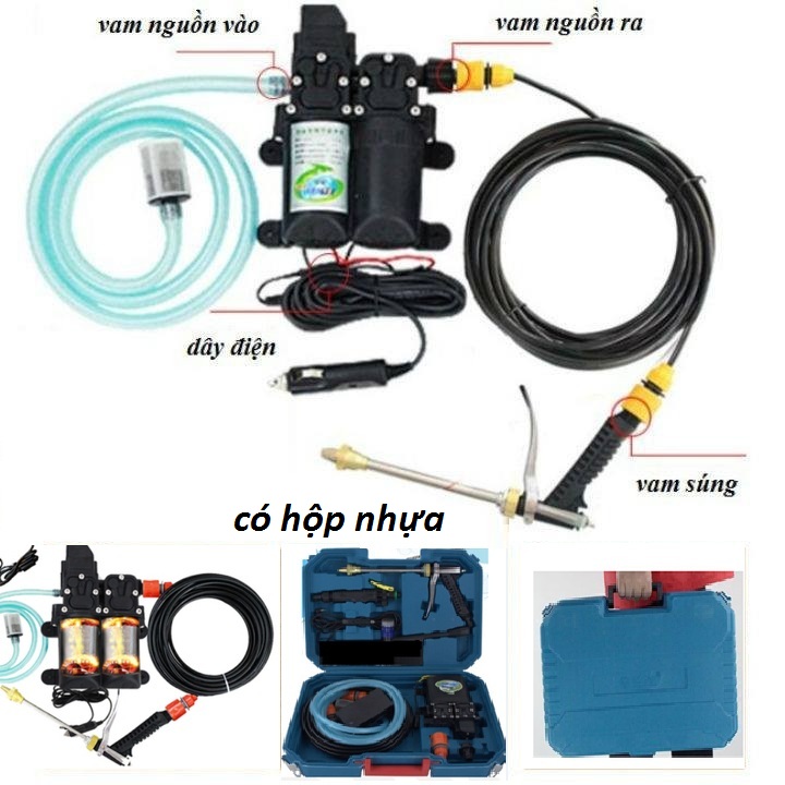 máy bơm rửa xe tăng áp mini