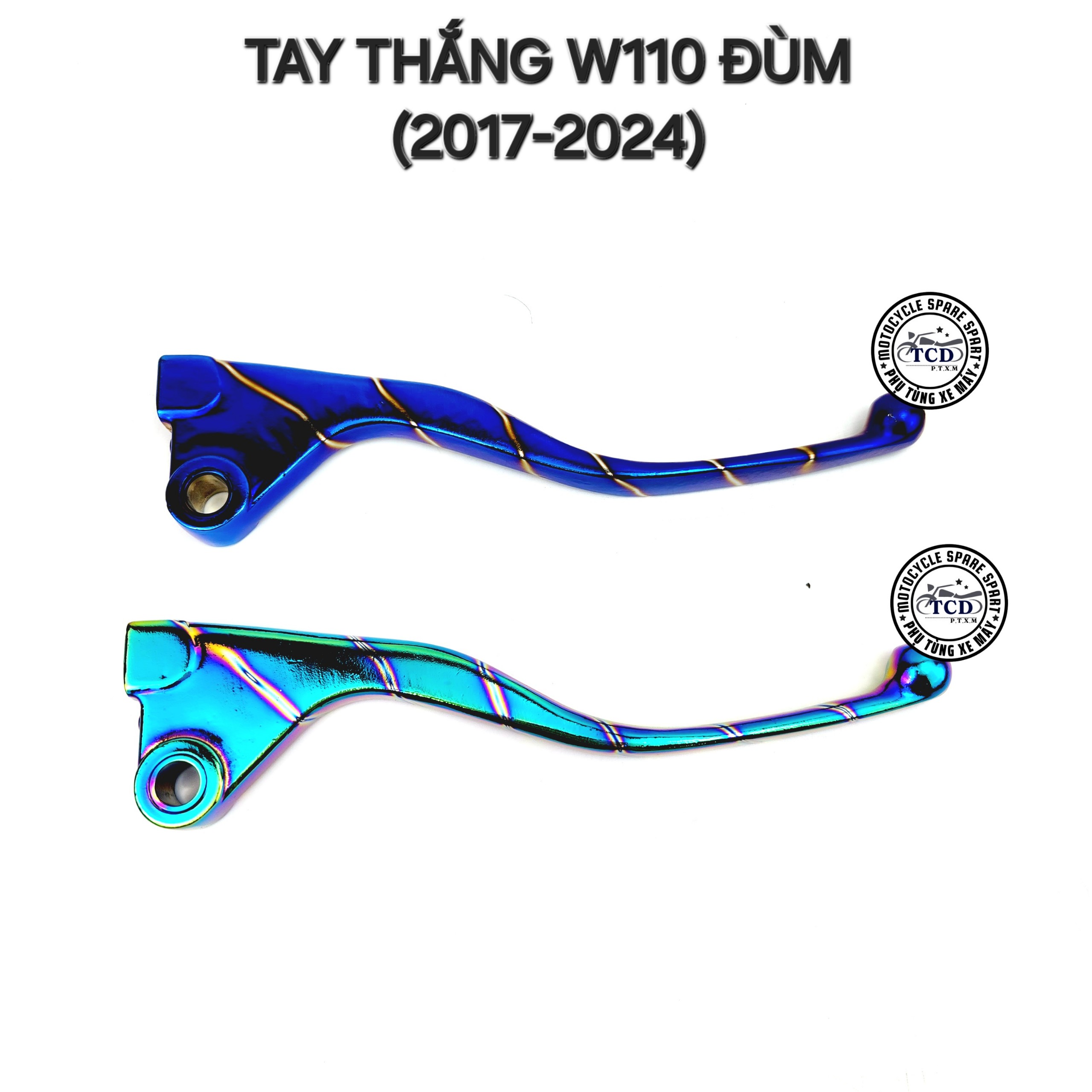 Tay thắng đùm wave nhỏ, wave 100, wave zx, wave 110, wave 2017, cacbon, titan, xi sọc xanh tím, 7 màu