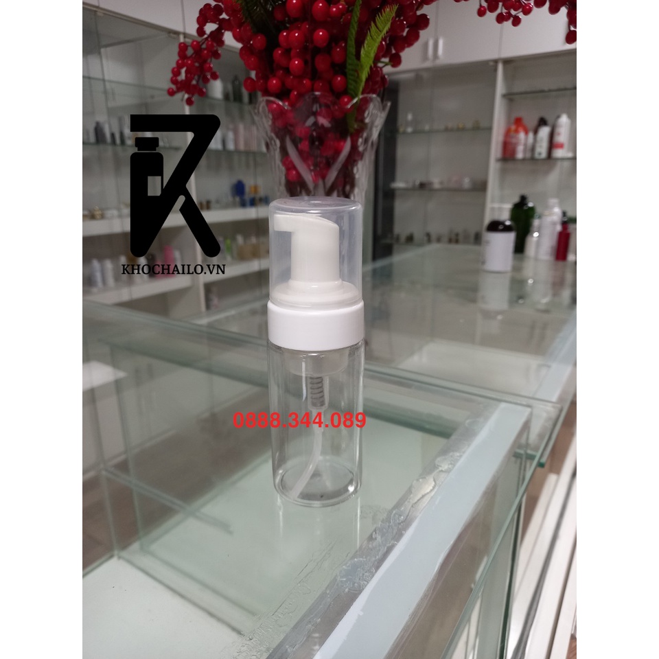 Chai pet trắng trong đầu tạo bọt bàn chải ,đầu tạo bọt thường 100ml