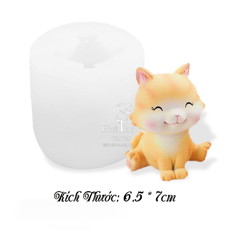 Khuôn silicon Con Mèo Dễ Thương làm bánh rau câu 3D 4D