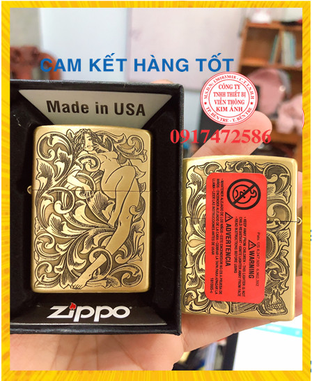 Bật Lửa Zippo khắc 5 MẶT HÌNH THIẾU NỮ - RUỘT TRẮNG