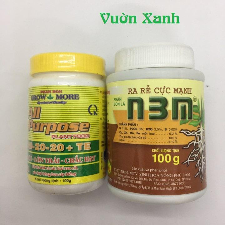 Combo 1lọ phân bón lá Growmore 20-20-20 và 1 lọ kích rễ N3M 100gr