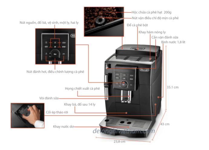 (Hàng Đức) Máy pha cafe tự động Delonghi Ecam 25.120.B