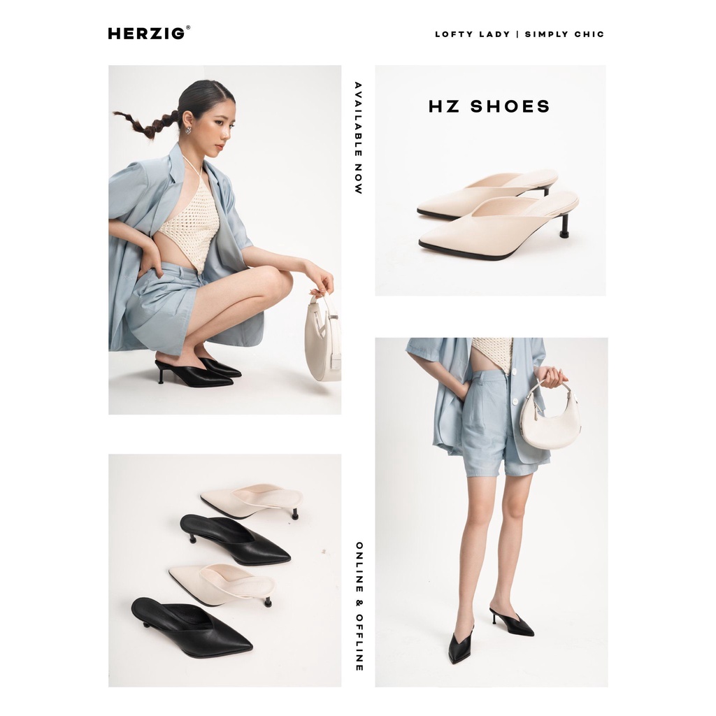 Guốc mũi nhọn HERZIG cao 5p basic, sang trọng - HZ shoes - G563