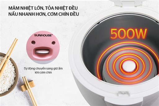 Nồi cơm điện 1.8l sunhouse SHD8607W SHD8217