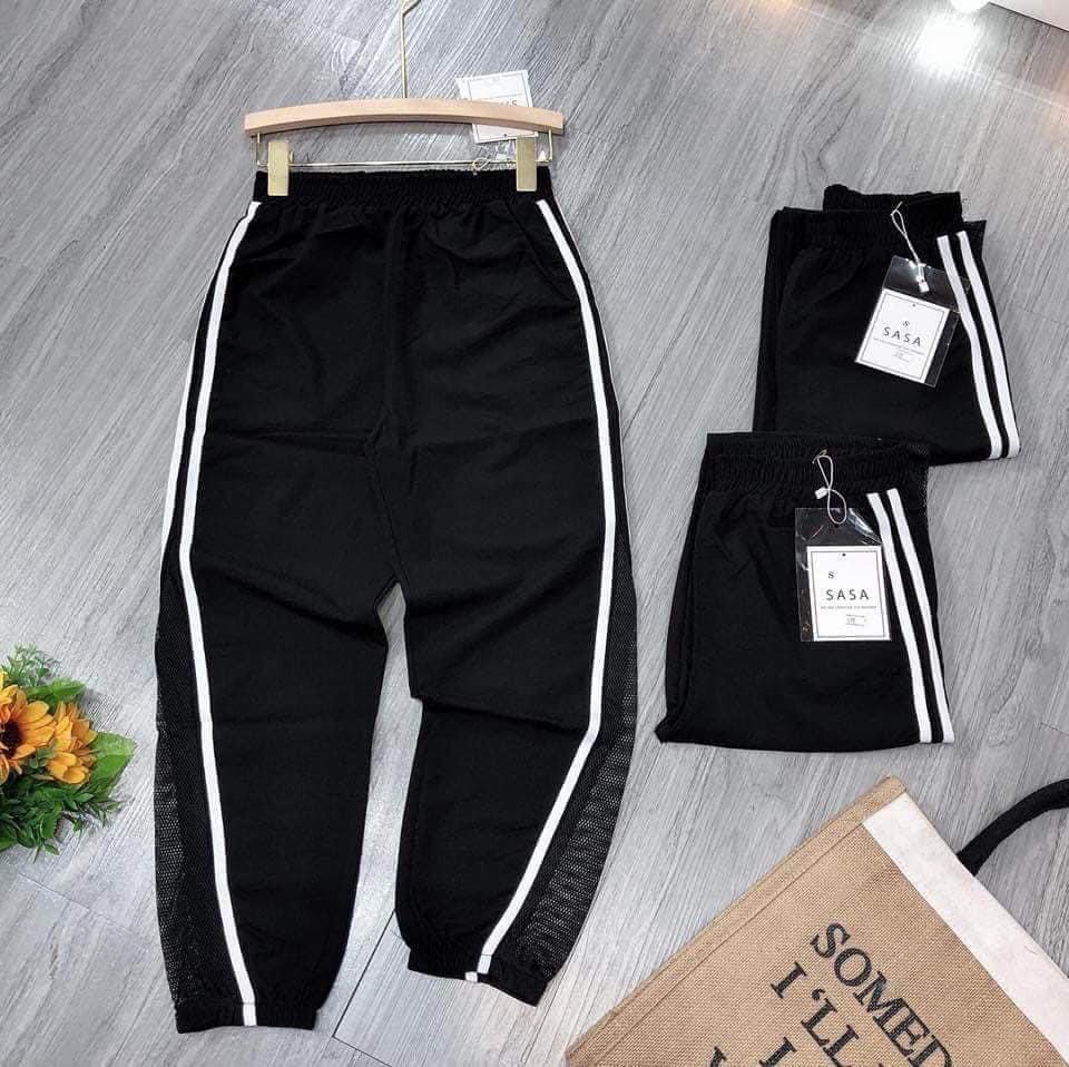 Quần  baggy pha lưới - chất đũi mềm, mịn, mát