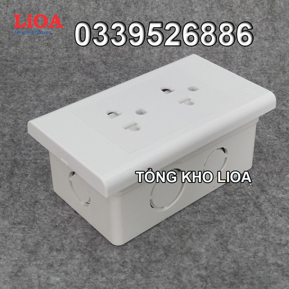Combo ổ cắm điện đôi 3 chấu 16A LiOA (3520W) - Lắp âm tường