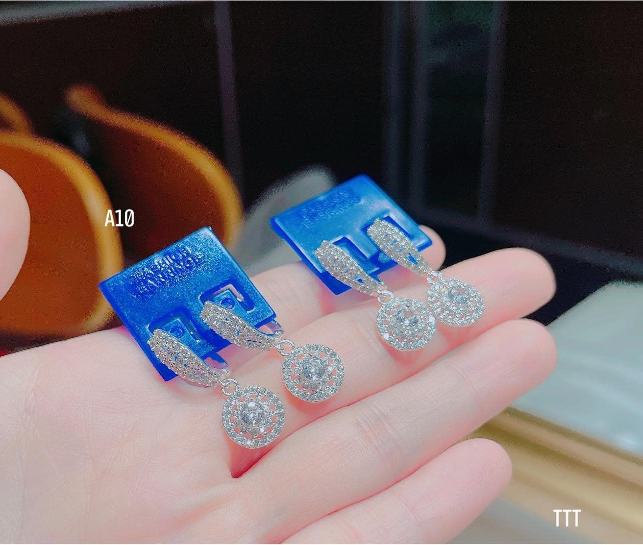 Bông tai bạc Ý khuyên tròn cao cấp MS13e
