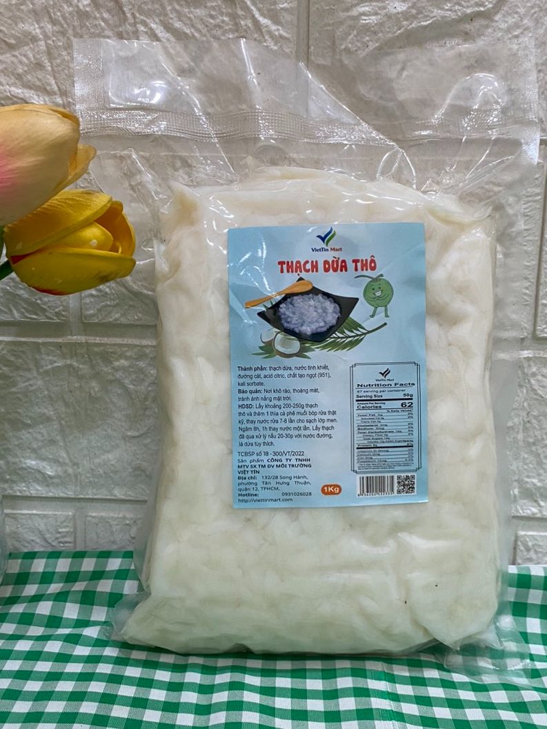 1kg thạch dừa thô tặng kèm hương liệu-Viettin Mart
