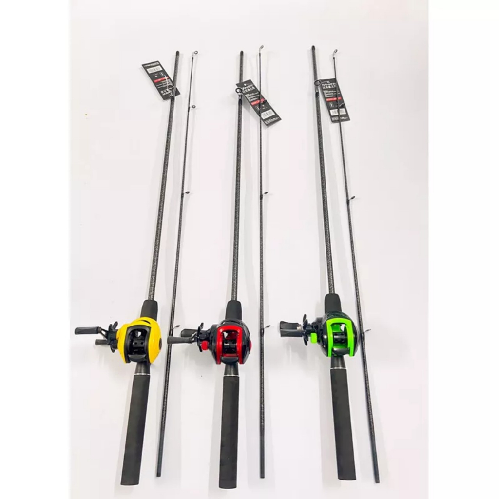 Bộ cần câu lure máy ngang kèm máy giá rẻ - Combo bộ cần lure Sói Đen máy ngang giá rẻ