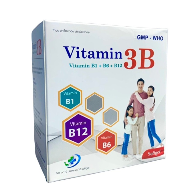 Viên uống bổ sung vitamin 3B, B1, B6, B12  Giúp bồi bổ sức khỏe, hỗ trợ bổ thần kinh, giảm đau xương khớp hộp 100v nhập khẩu