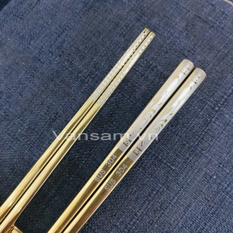 Bộ 5 đôi đũa inox 304 vàng Hàn Quốc cao cấp
