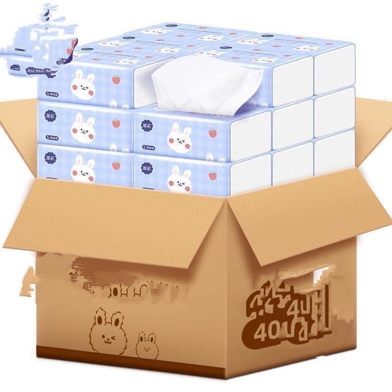 Thùng 40 Gói Giấy Ăn Thỏ Trắng Siêu Dai, Siêu Mịn (Hàng Nội Địa Trung)