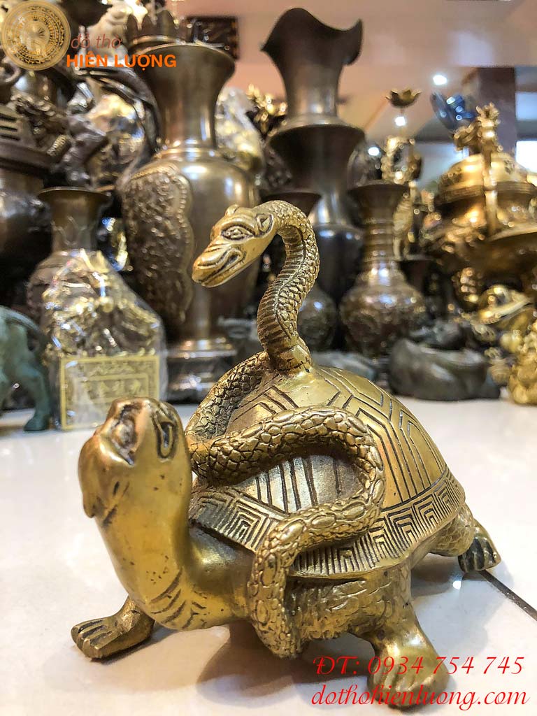 Tượng Rùa Cõng Rắn Bằng Đồng Phong Thủy
