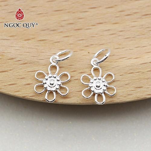 Charm bạc hình hoa sáu cánh mặt treo 9x12mm - Ngọc Qúy Gemstones