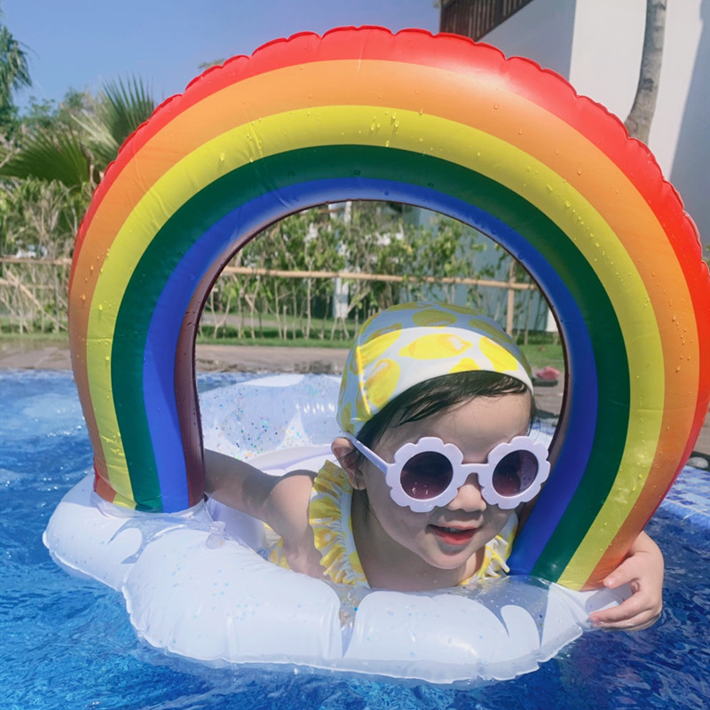 Phao bơi cho bé kolano phao bơi trẻ em xỏ chân chống lật an toàn bơi lội hình cầu vồng cực yêu ss-001262