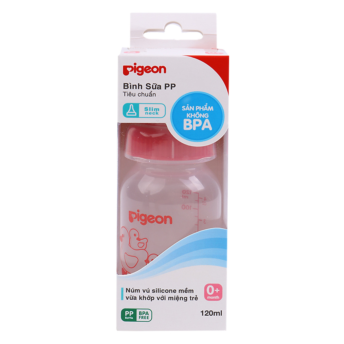 [HCM]Núm vú bình sữa Pigeon PP cổ hẹp 120ml(viền màu)