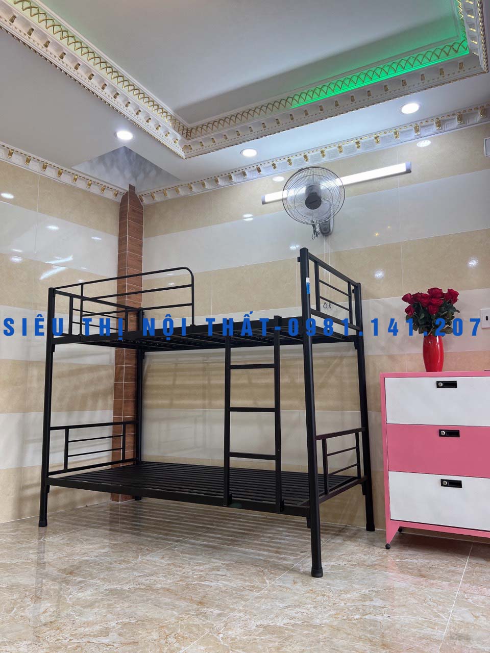 Giường sắt tầng ngang 1m2 mẫu mới hiện đại - Miễn Phí Vận Chuyển Lắp Đặt HCM