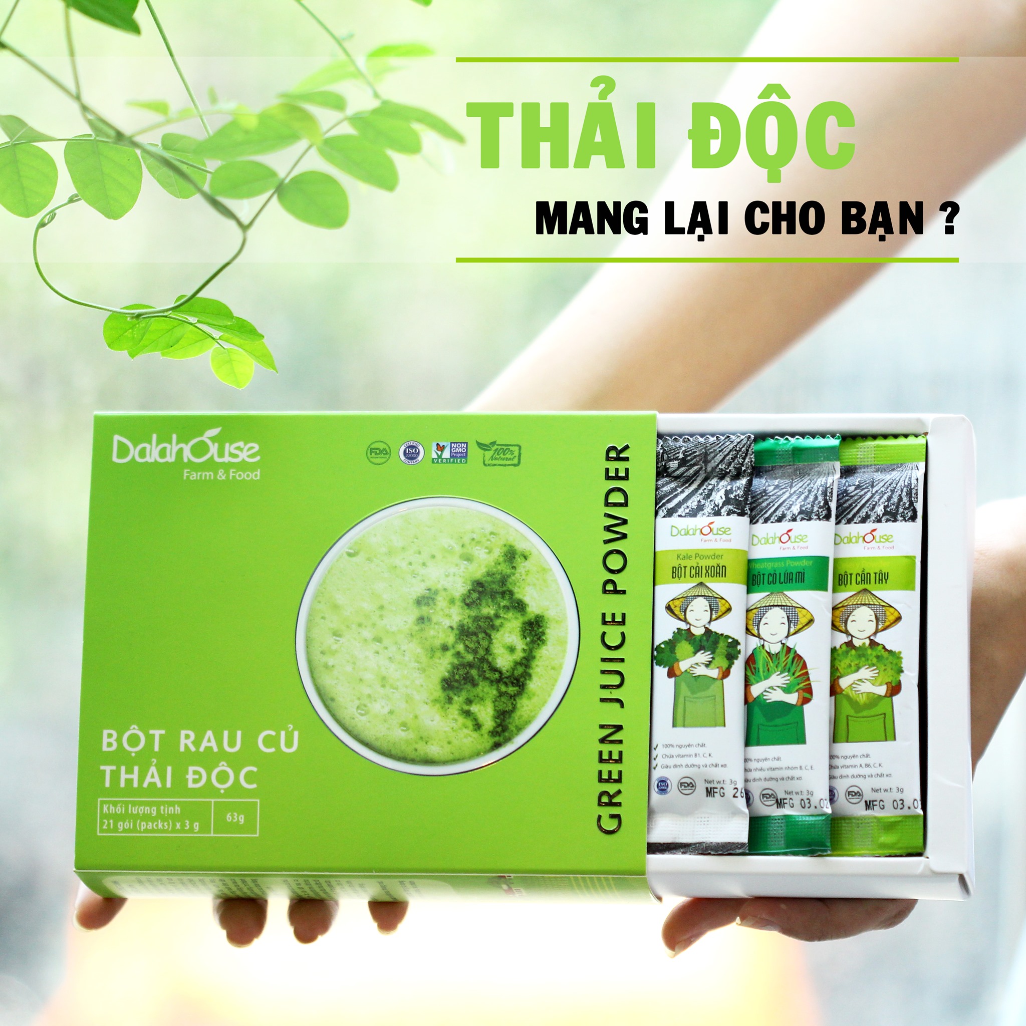 Combo Bột Rau Củ Detox Thải Độc Dalahouse 63g (21 gói * 3g * 7 vị)