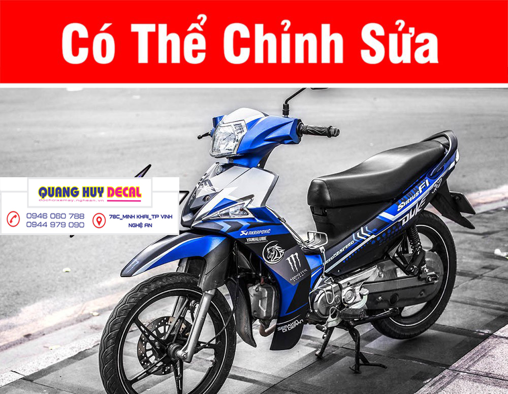 Tem trùm Sirius Fi xanh đen xám monster - Độ dán team trùm decal xe máy Sirius Fi xanh đen xám monster - Team trùm decal xe máy Sirius Fi rẻ đẹp và chất