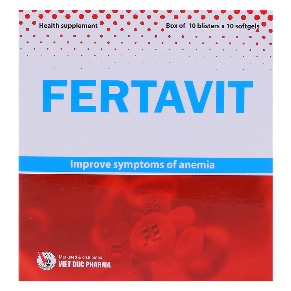 Fertavit – Hỗ trợ bổ sung sắt dạng hữu cơ, axit folic cho bà bầu, trẻ em thiếu sắt (Hộp 100 viên)