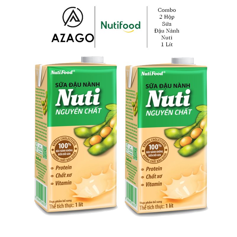 Combo 2 Hộp Sữa đậu nành Nuti Nguyên Chất Hộp 1 Lít CB2.NSDN03AZ