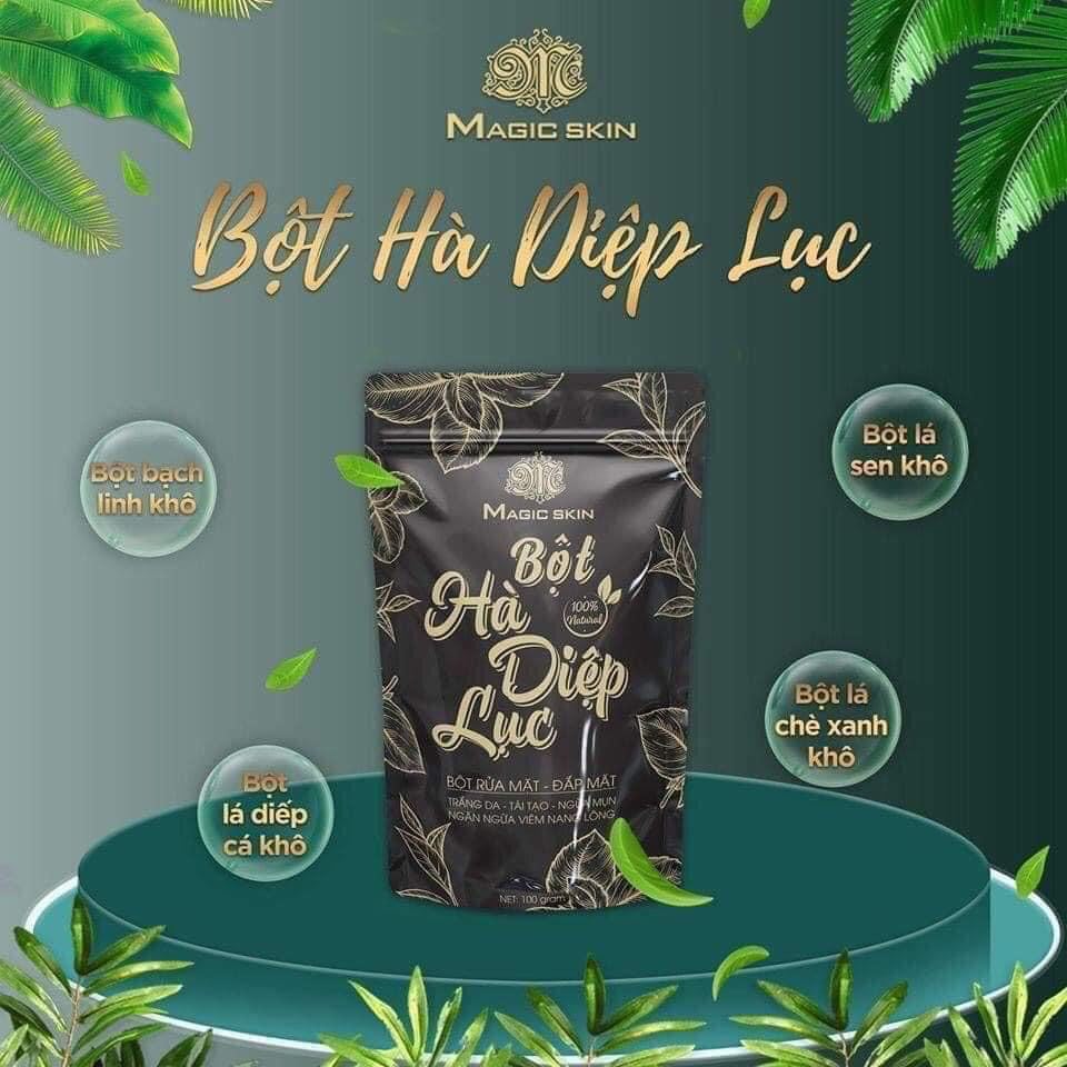 Bột Hà Diệp Lục Sạch Mụn Trắng Da