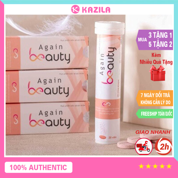 [3 tặng 1] Again Beauty - Viên sủi collagen chính hãng hộp 20v giúp trắng da, mờ nám, trẻ hoá da - Kazila