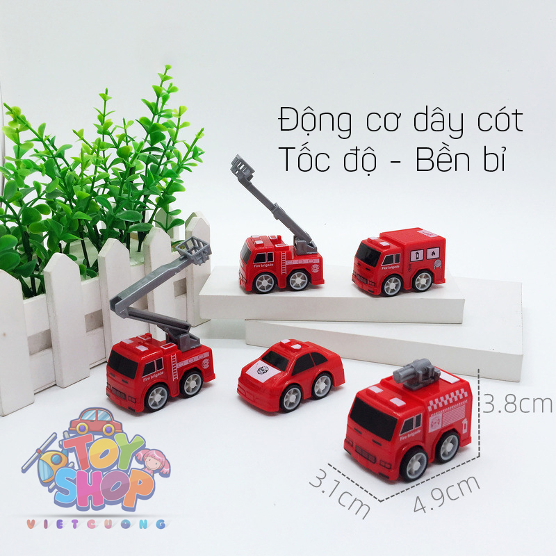 Xe đồ chơi xe cứu hỏa mini động cơ dây cót