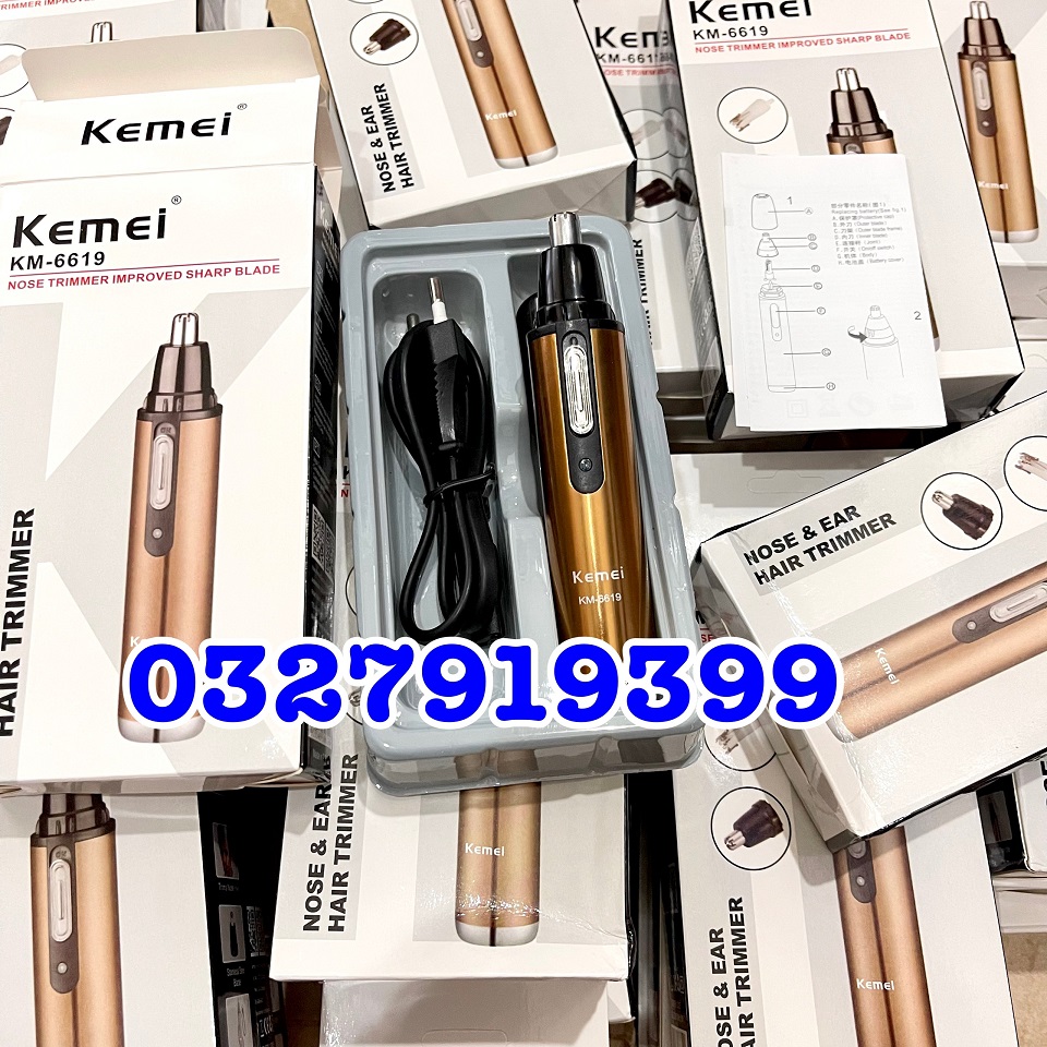 Kemei Máy Cắt Tỉa Lông Mũi 6619 Pin Sạc Tiện Lợi Dễ Sử Dụng Kích Thước Nhỏ Gọn Thời Gian Sử Dụng 3-4h Liên Tục