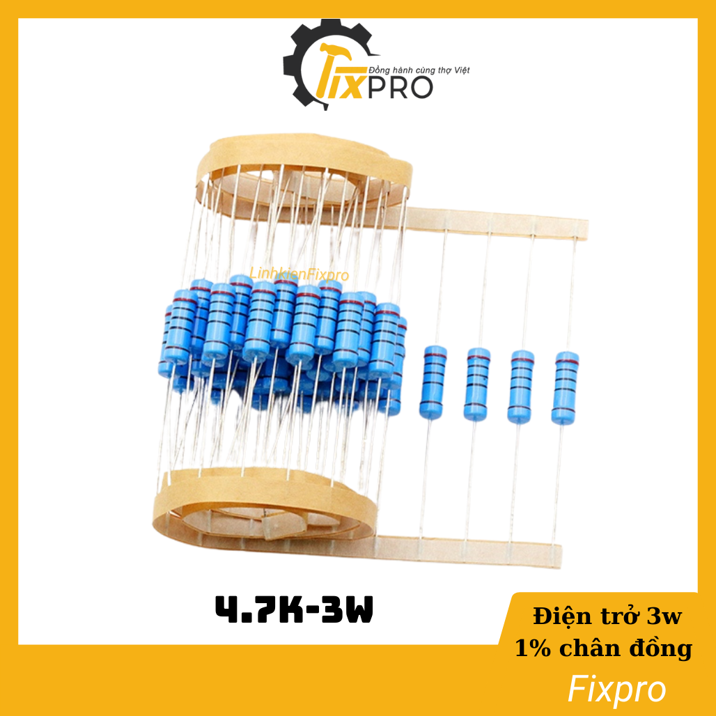 Điện trở vạch 3w 4.7k 4k7 1% chân đồng chất lượng tốt - fixpro
