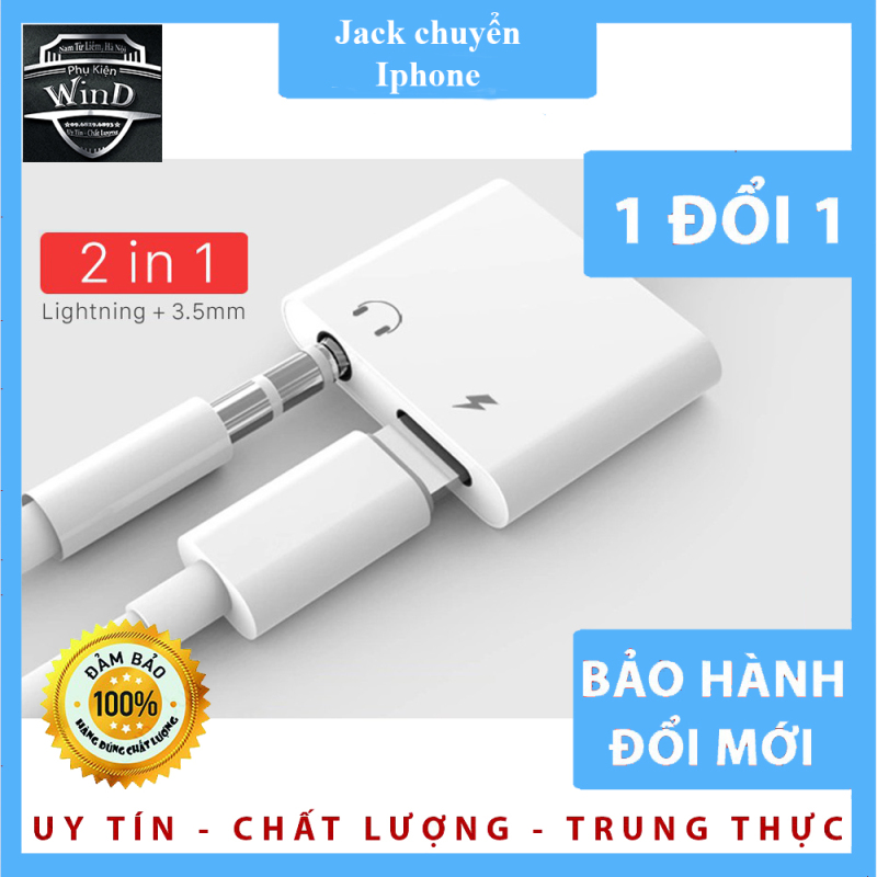 Jack Chuyển Đổi + Giắc Chia Cổng Vừa Sạc Vừa Sử Dụng Tai Nghe - IC Zin Apple Hỗ Trợ Mic Cho iPhone 7/8/X/11