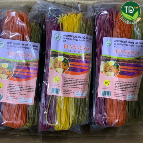 Bún gạo ngũ sắc đặc sản nổi tiếng Cao Bằng (bún ngô bún chùm ngây bún gấc bún lá cẩm bún đậu biếc) màu sắc và mùi vị bằng nguyên liệu tự nhiên an toàn cho sức khỏe dễ chế biến nhiều món ngon [500 gr - 01 kg]