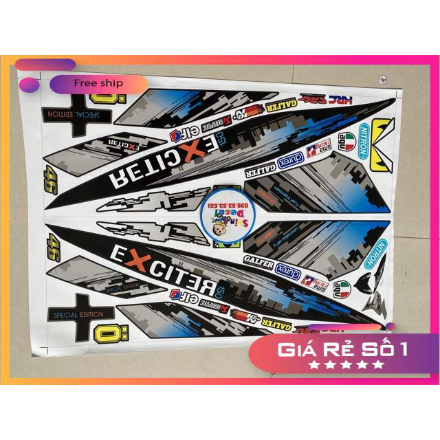 Tem rời xe Exciter 150 thành phố dán xe xám
