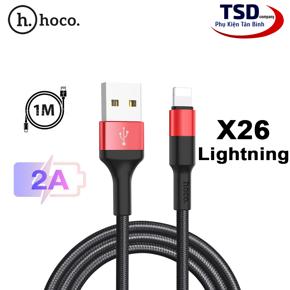 Cáp sạc iphone, ipad hoco x26 dài 1 mét chính hãng