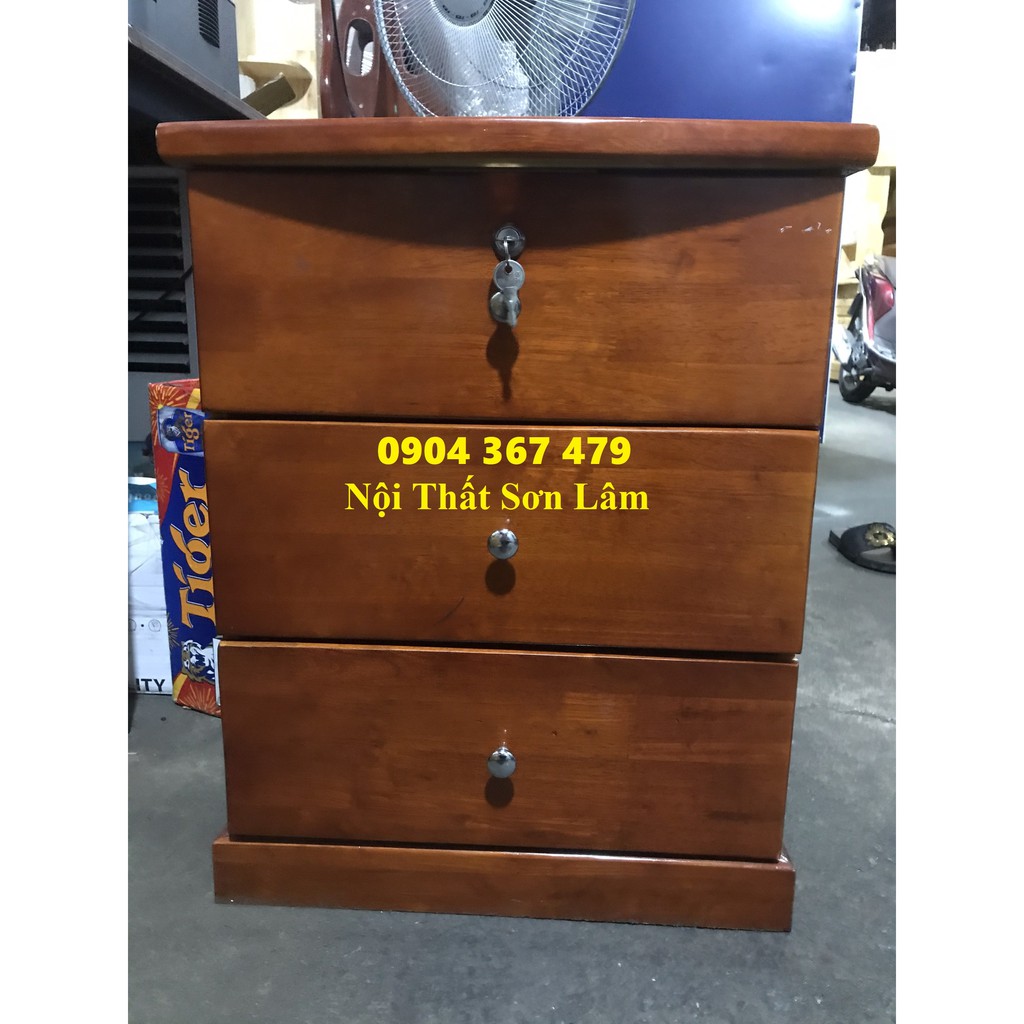 Tủ đầu giường màu nâu - gỗ cao su thiên nhiên
