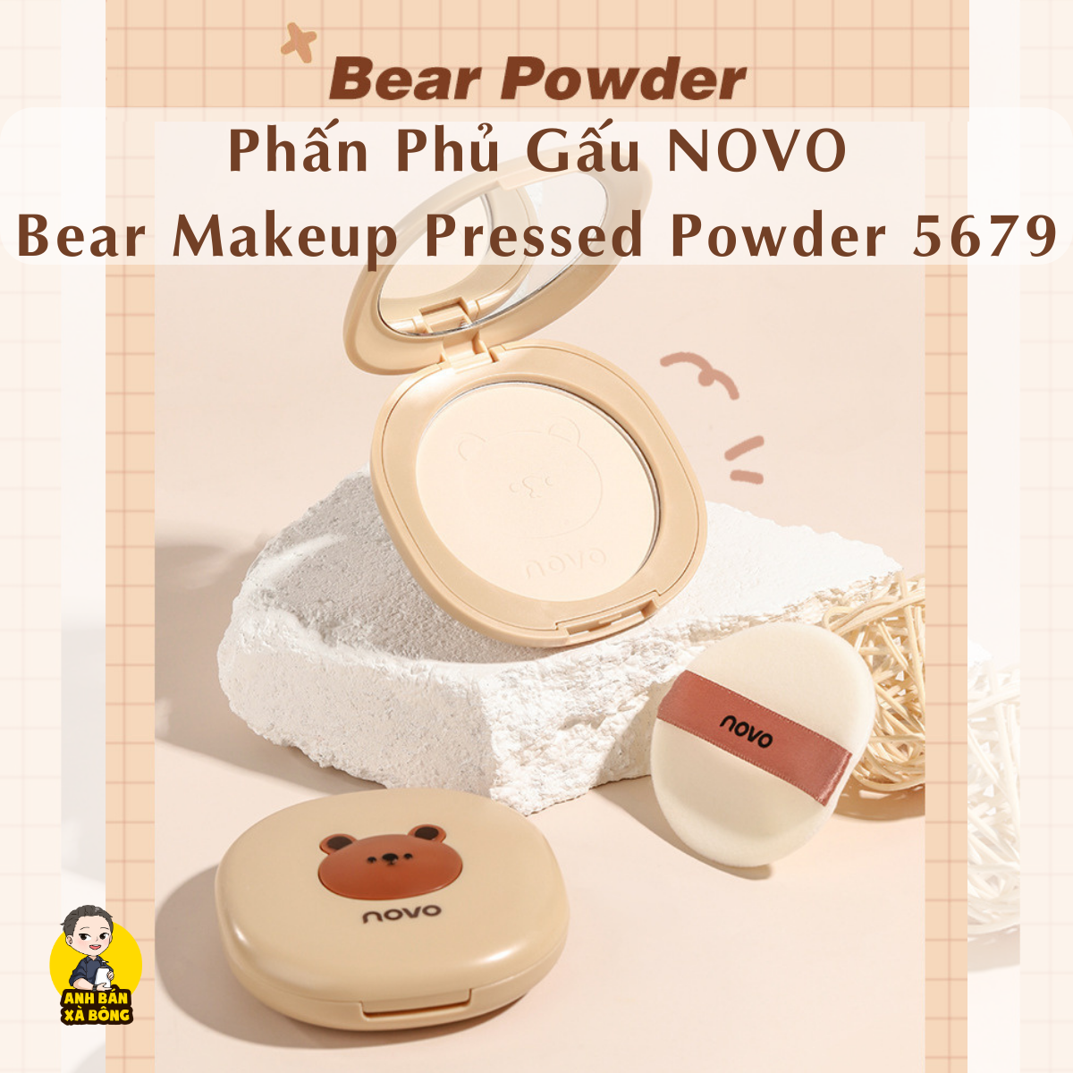 Phấn Phủ Gấu NOVO Bear Makeup Pressed Powder 5679